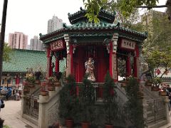 10A Yue Heung hexagonal Shrine was built in 1933 and is coloured in red representing Fire of the Five Elements at Wong Tai Sin temple Hong Kong